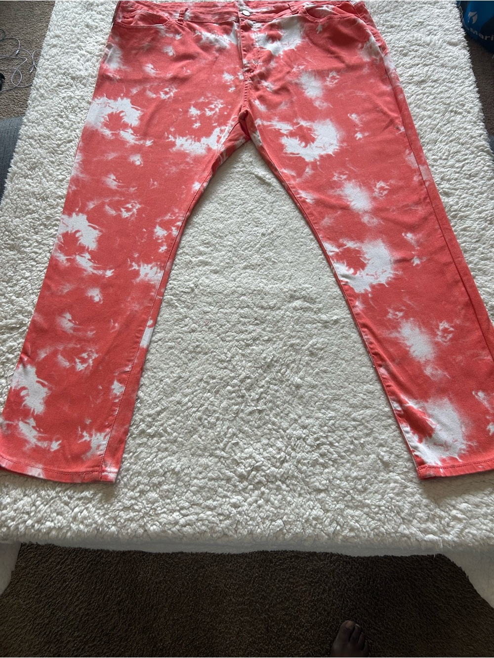 Men’s Source Unknown Coral and White Tie-Dye Denim Jeans